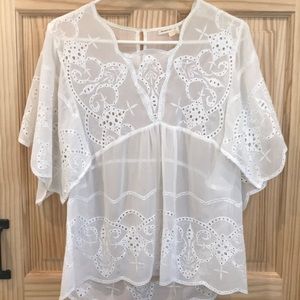 Anthropology sheer white blouse size small